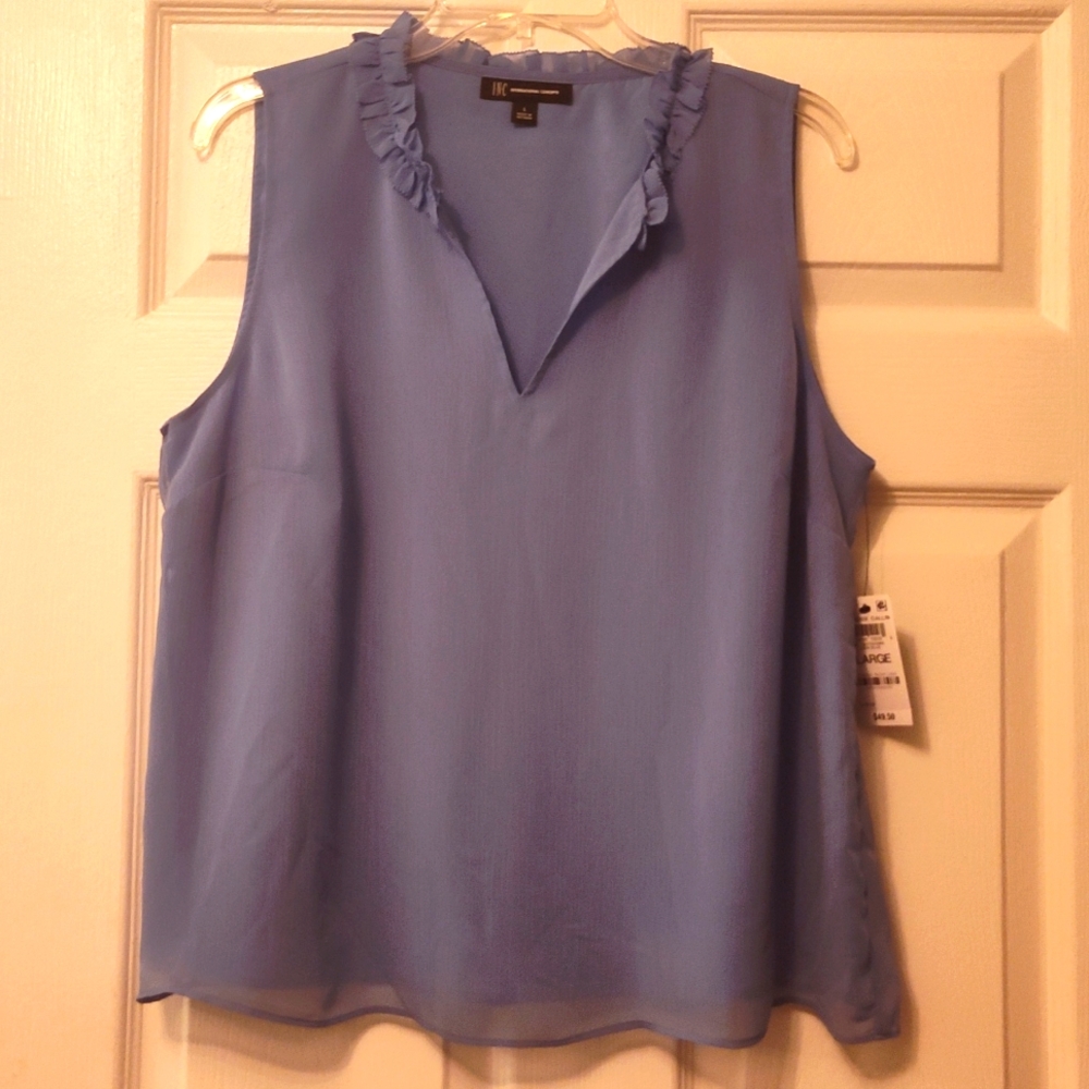 NWT International Concepts INC Paradise Callin Ruffle Neck Sleeveless Top